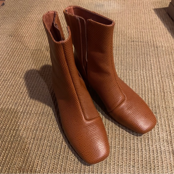 Charlotte Stone Henri Boots, 6, Brown/Tan, Retro Square Toe 60s Y2K - Picture 3 of 16